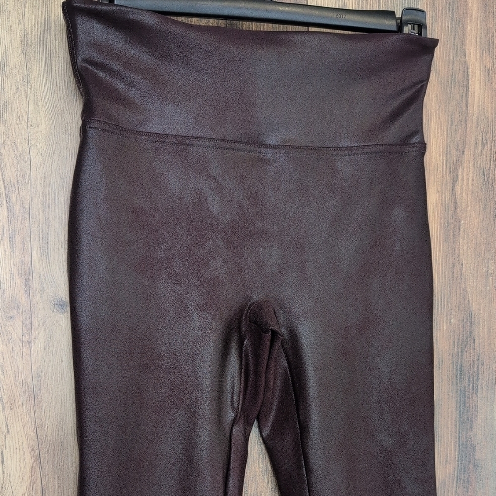 SPANXshape Maroon Faux Leather Look Leggings M